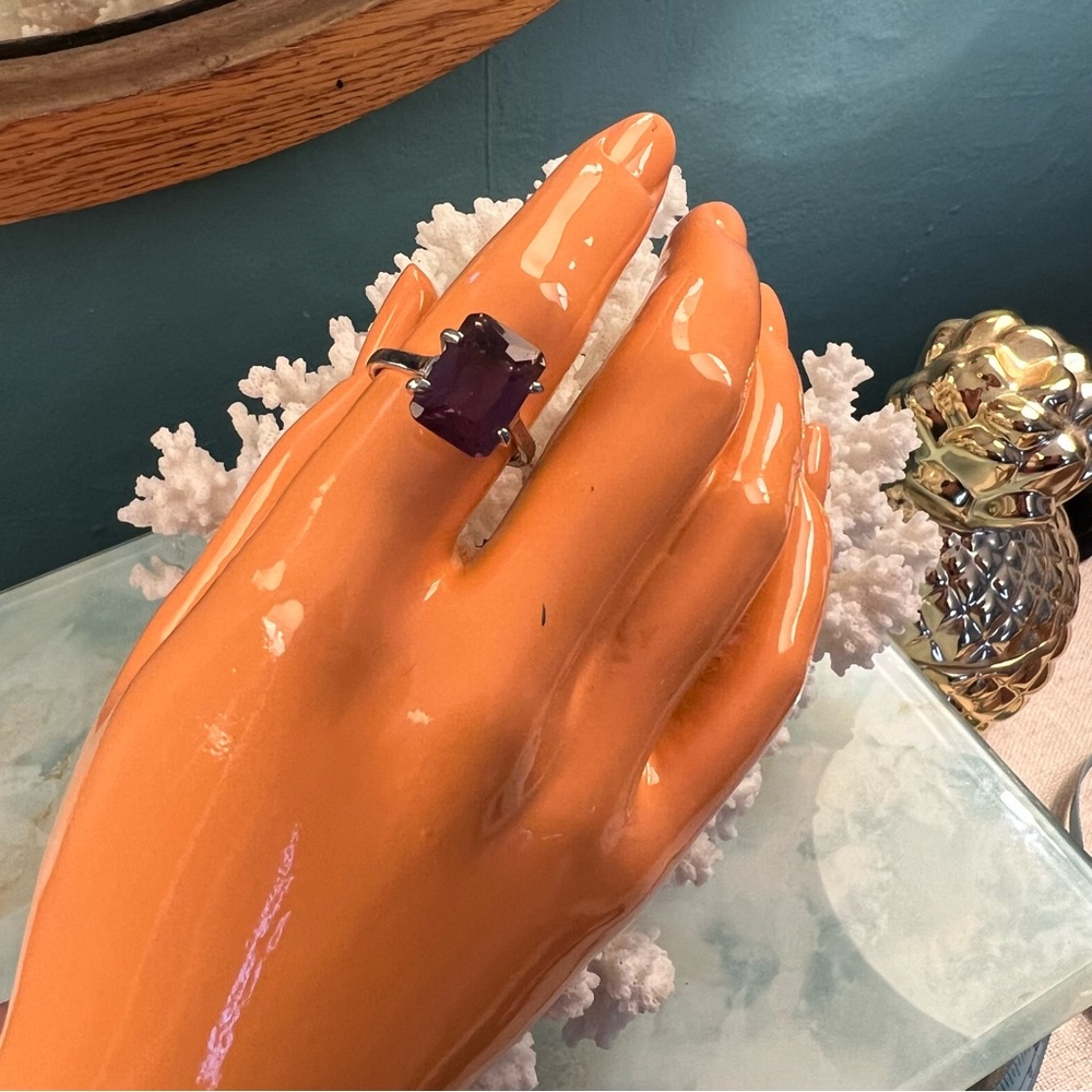 Faux Amethyst Solitaire Vintage Cocktail Ring